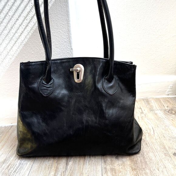 I Ponti Firenze Shoulder Bag Black Genuine Italian Leather - Picture 10 of 14